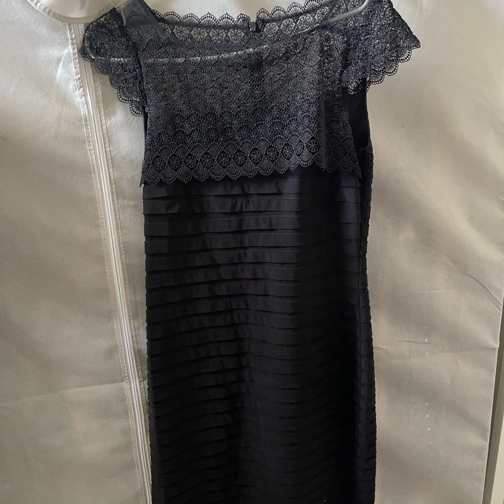 Adrianna Papell Black Lace Midi Dress